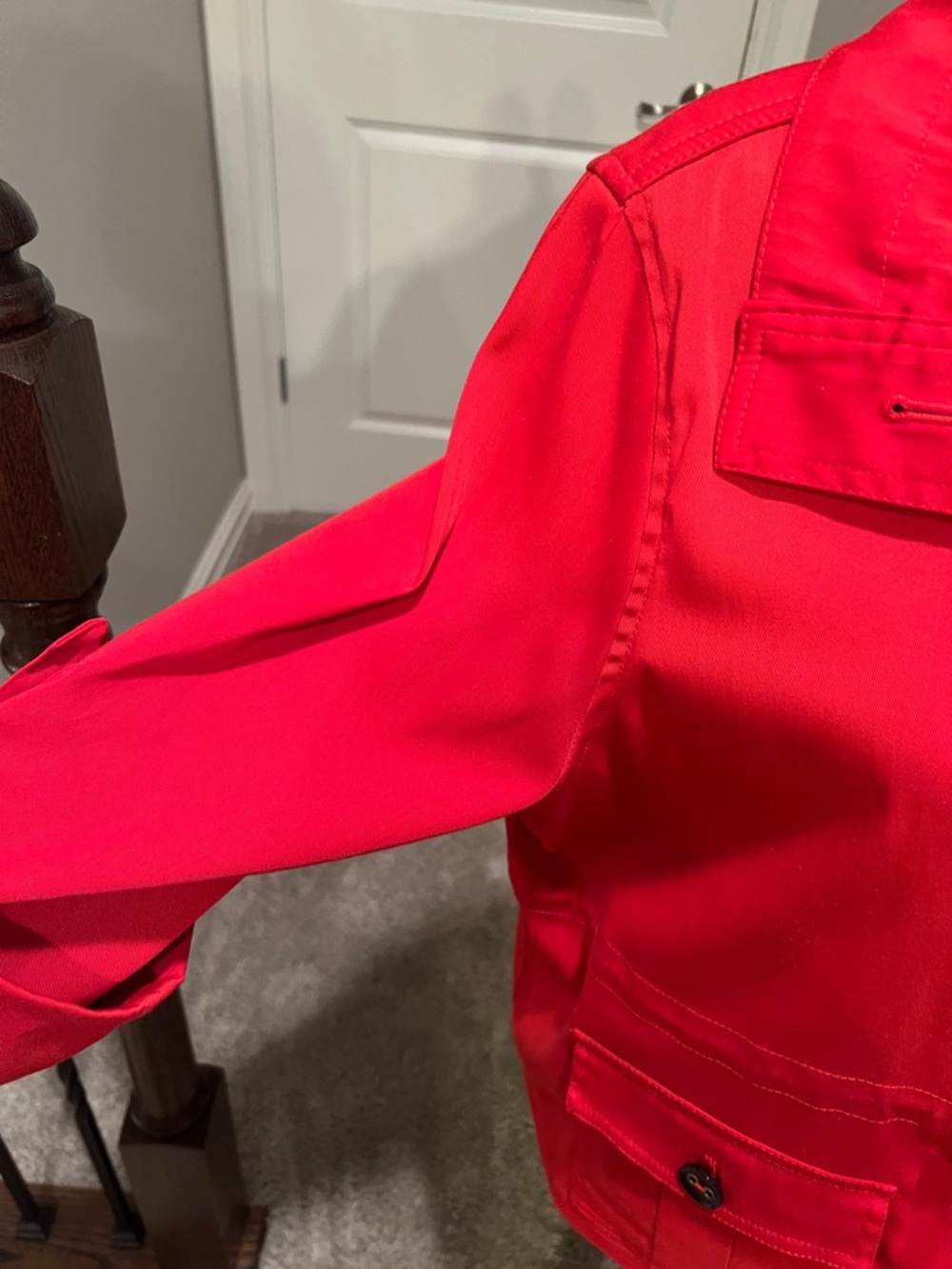 Ruby Rd. Vibrant Red Button-Front Utility Jacket - Picture 7 of 10